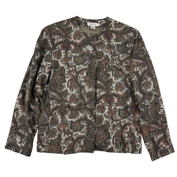 VTG Talbots Floral Paisley Jacket Blazer Padded Shoulder Wool Rayon Blend Sz 6 - Picture 1 of 11